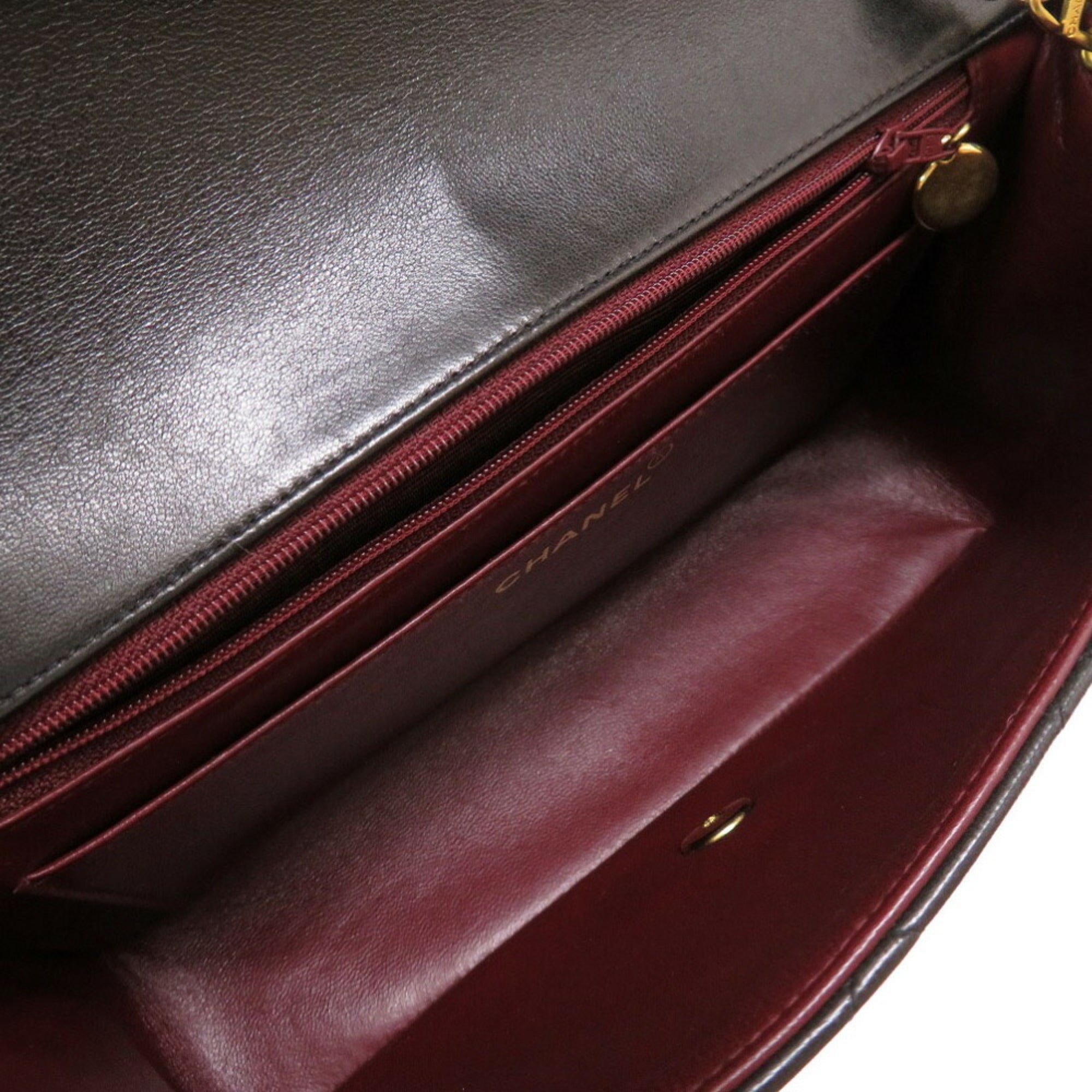 CHANEL Diana 25 Matelasse No. 4 Lambskin Black Gold Chain Shoulder Bag Coco Mark