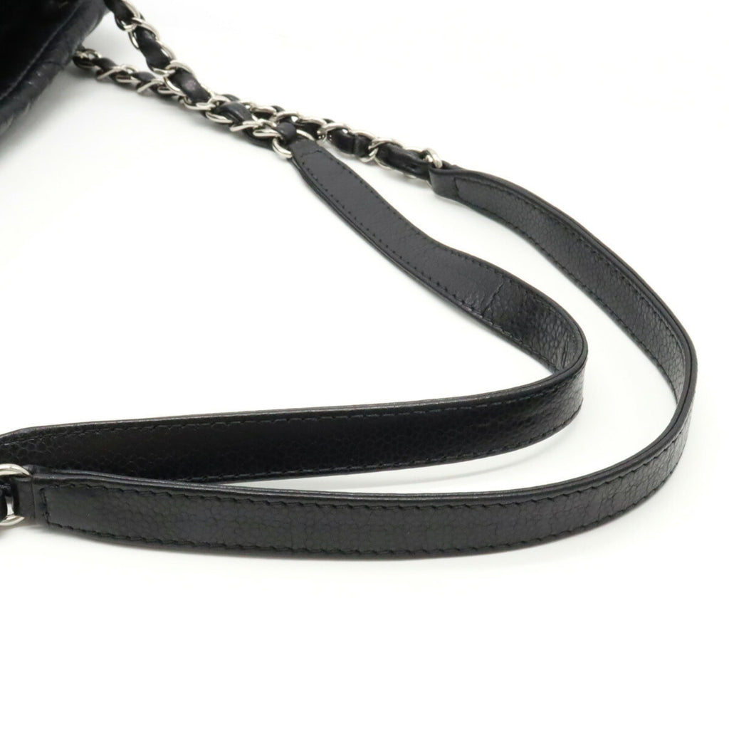 CHANEL Matelasse Coco Mark Chain Tote Bag Shoulder Caviar Skin Leather Black A67292