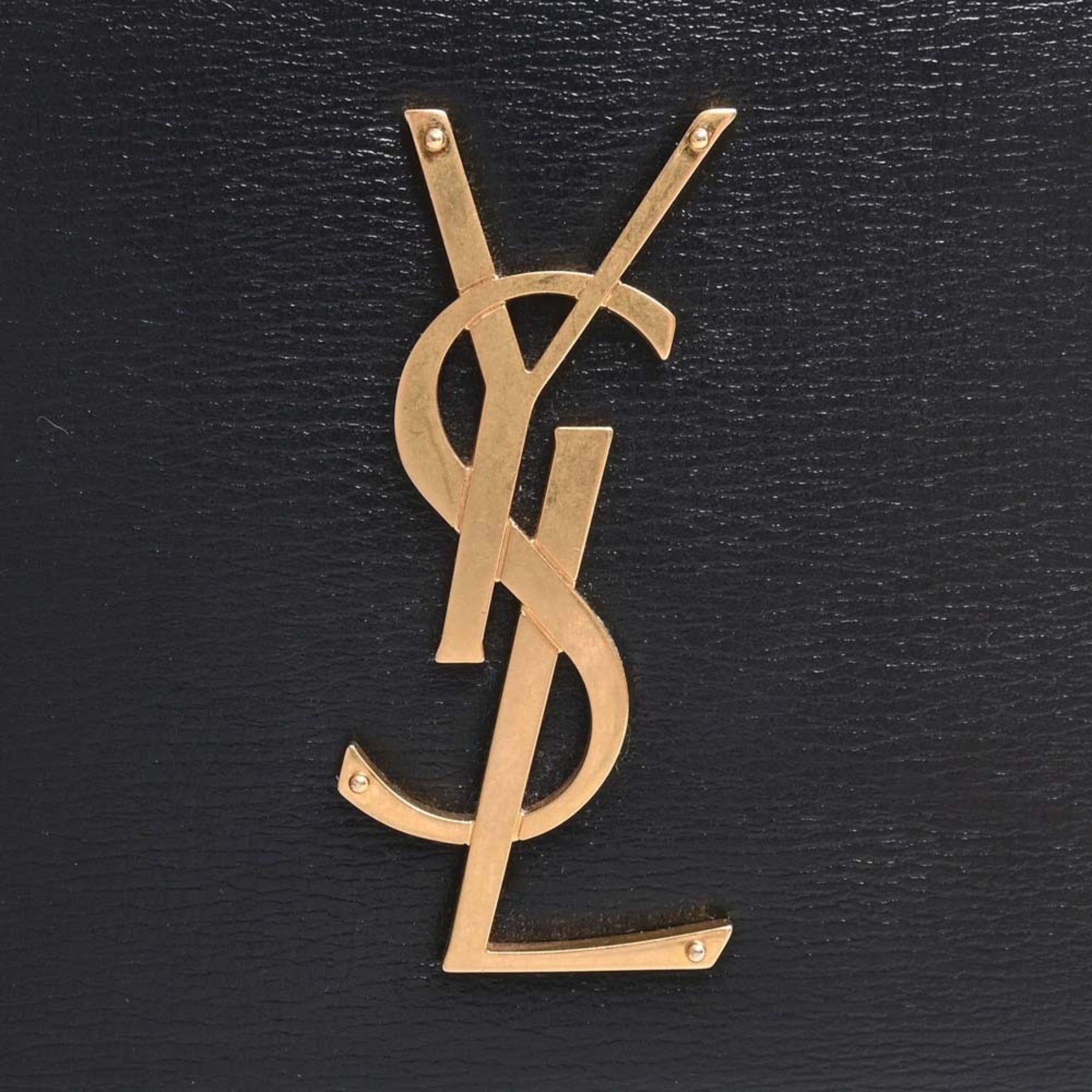 SAINT LAURENT Sunset Leather Chain Shoulder Bag 442906 Black White Ladies