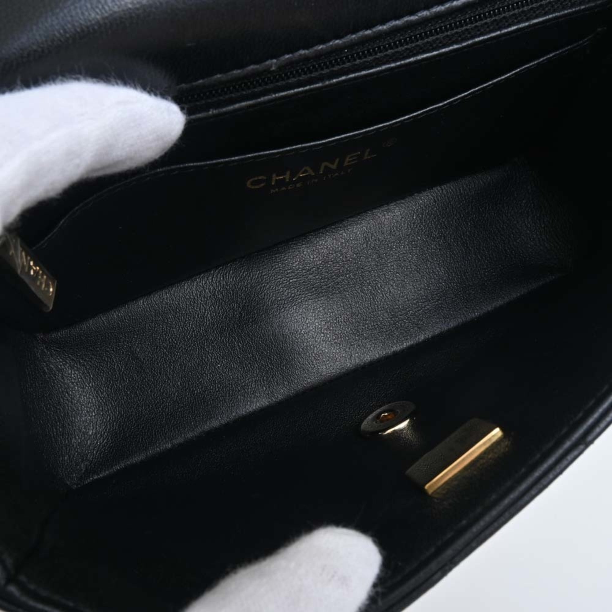 CHANEL Lambskin Matelasse Coco Mark Chain Shoulder Bag A69900 Black Ladies
