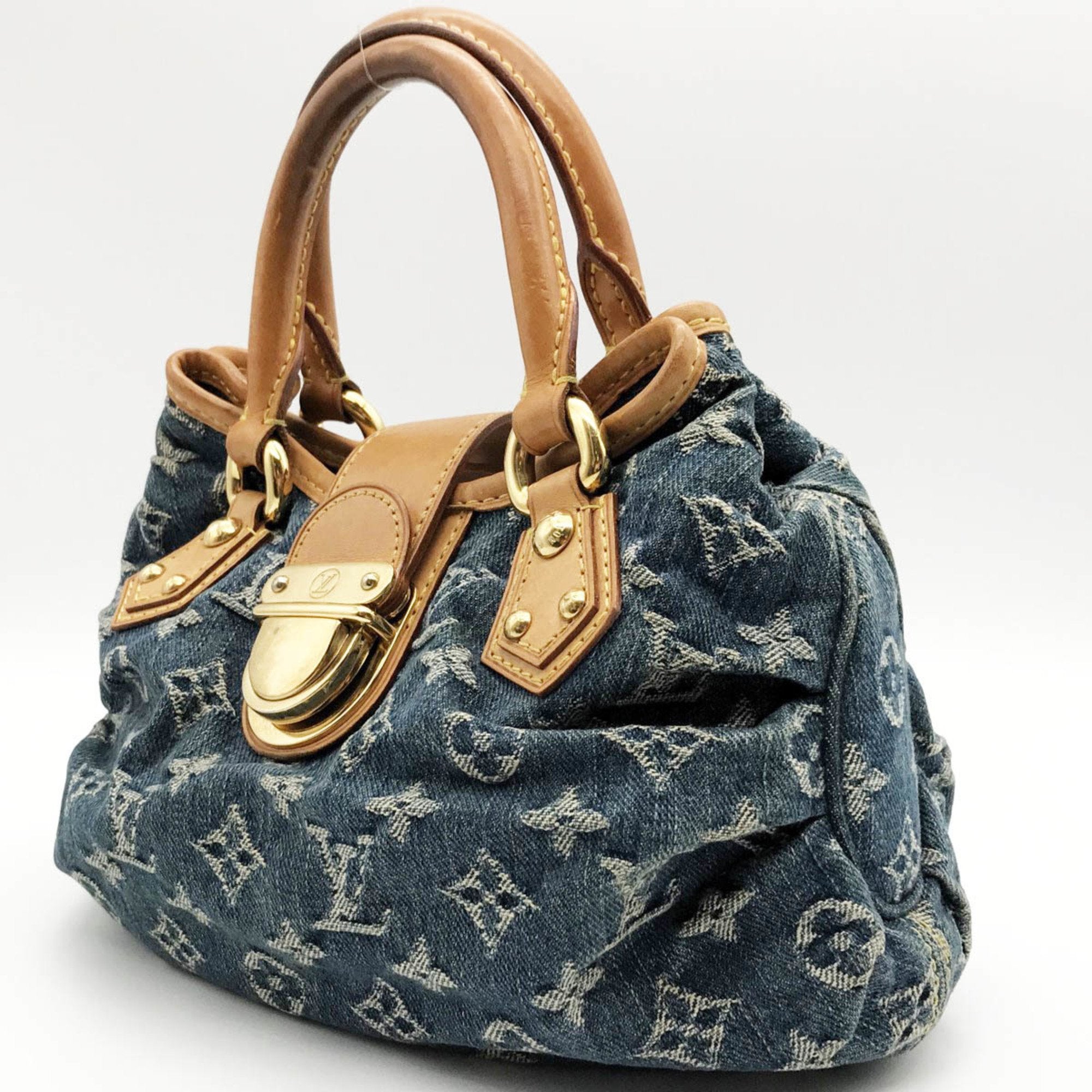 LOUIS VUITTON Pretty Monogram Denim Handbag Handheld Bag Blue Ladies Fashion M95020