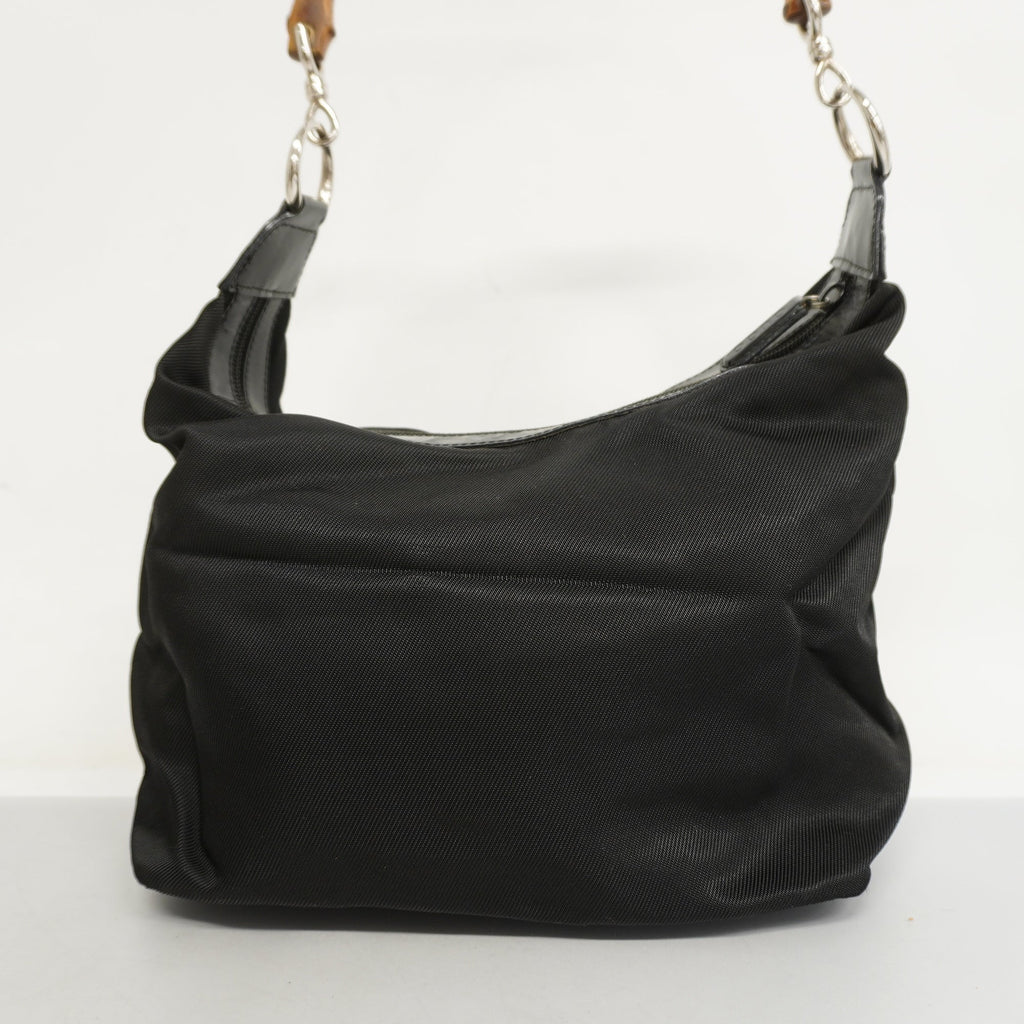 GUCCI  Bamboo Shoulder Bag 000 1998 0531 Women's Nylon Shoulder Bag Black