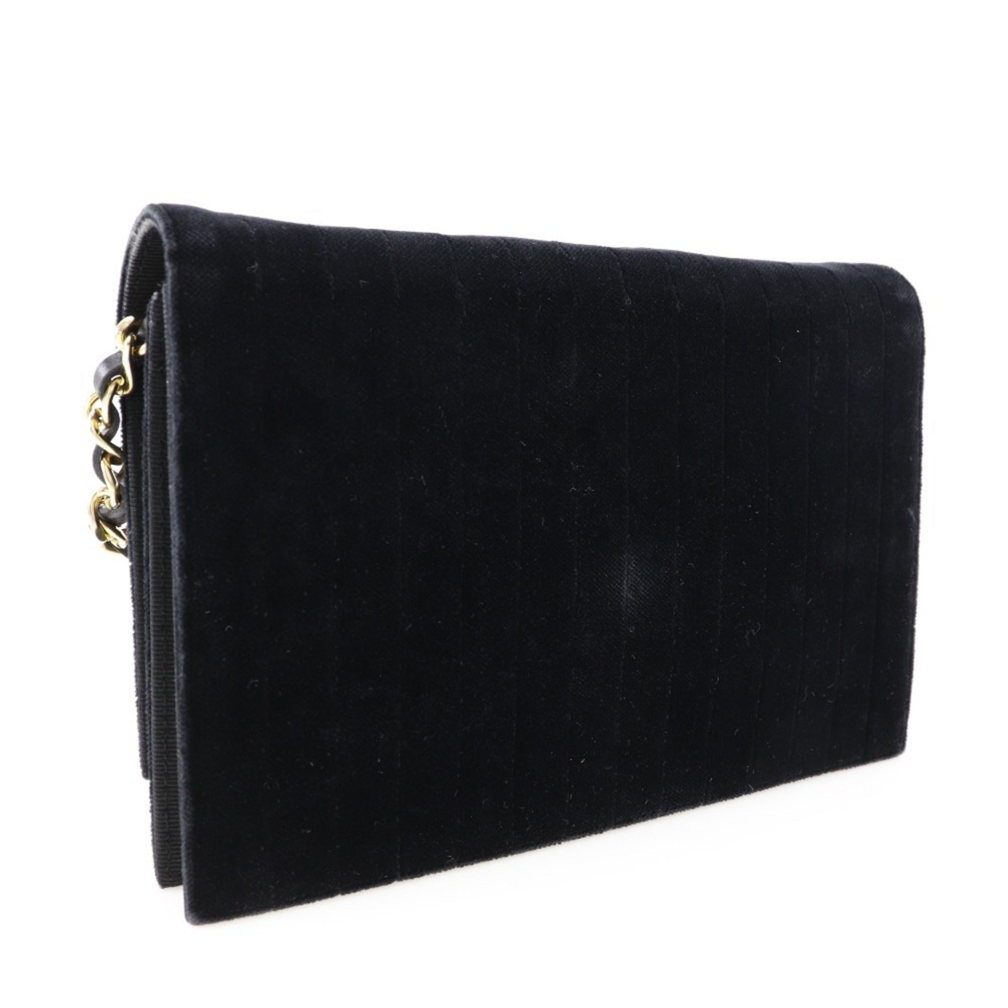CHANEL Chain Shoulder Bag Mademoiselle Coco Mark Velor Black/Gold Hardware Women's