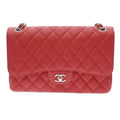 CHANEL matelasse double flap chain shoulder 30 red ladies caviar skin bag