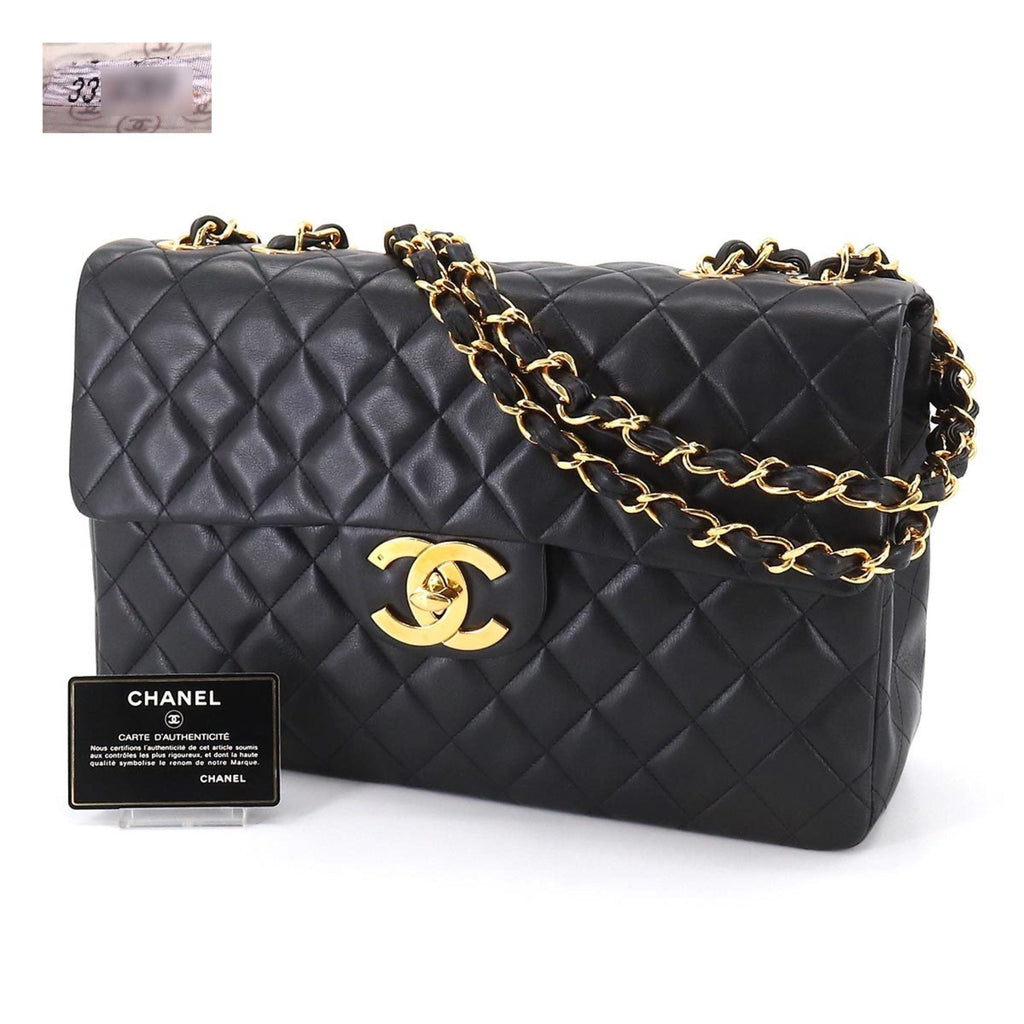 CHANEL Decamato Matelasse 34 Chain Shoulder Bag Leather Black A01094 Vintage Gold Hardware