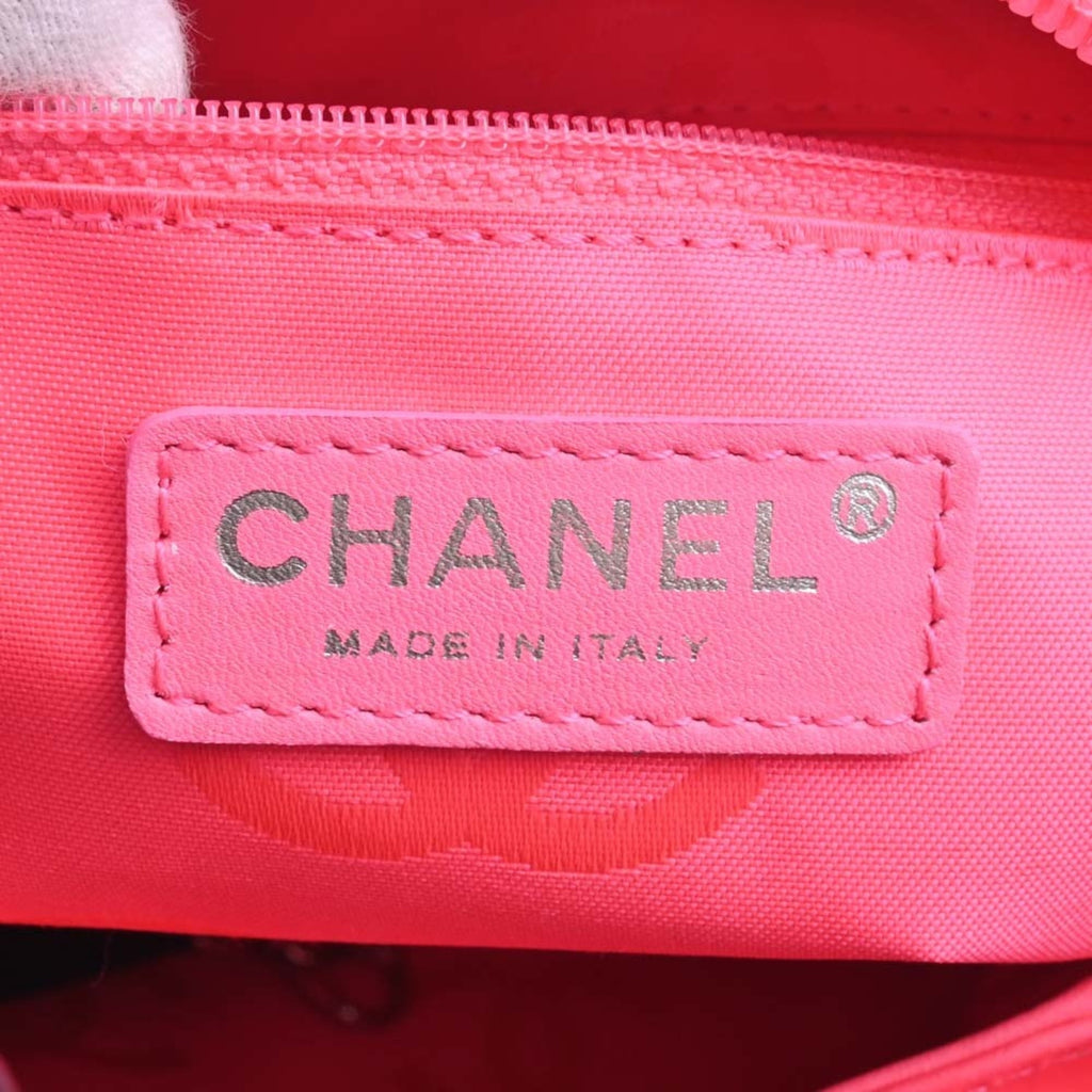 CHANEL Leather Cambon Coco Mark Small Tote Bag Black Ladies