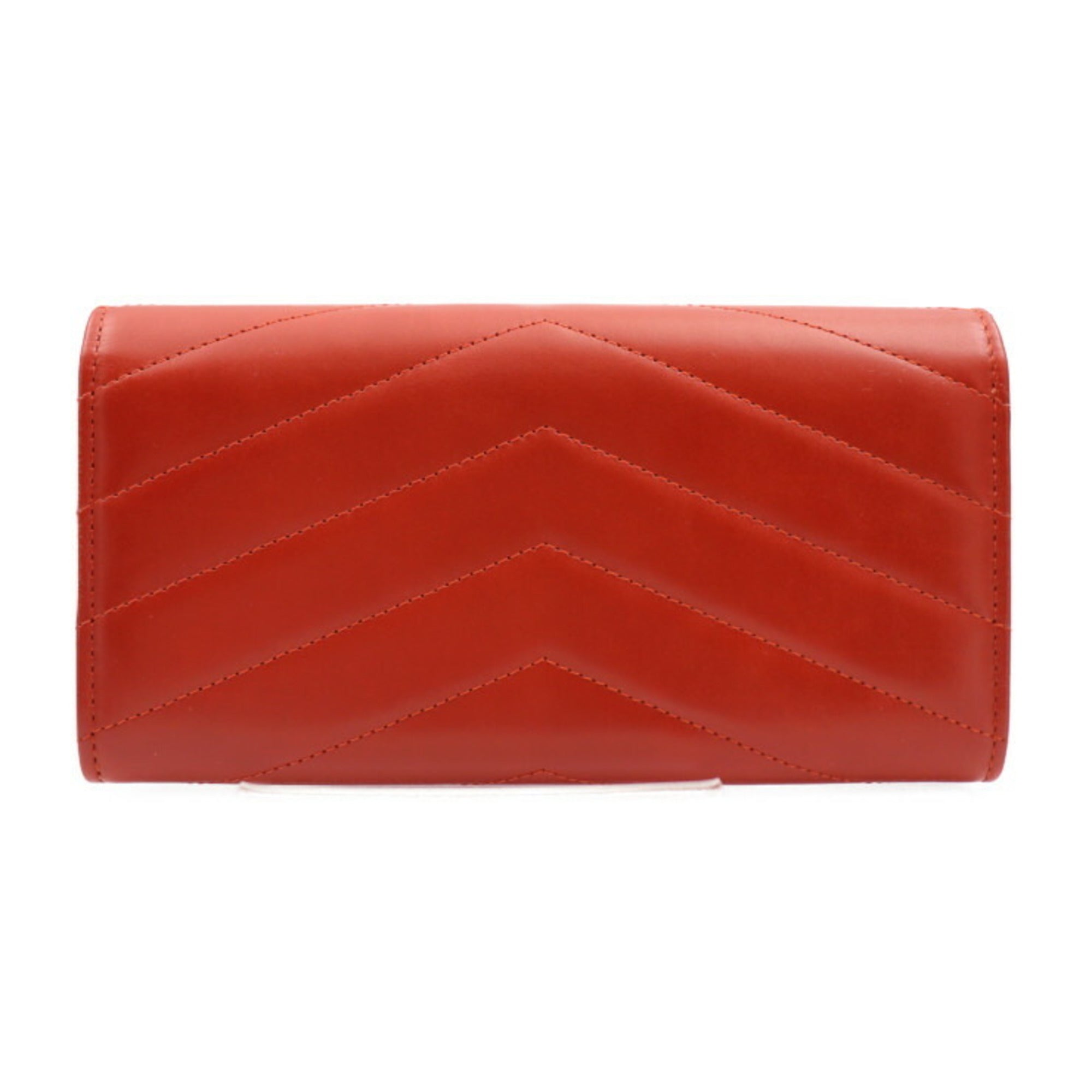 CHANEL Chevron long wallet A81255 brick color gold metal fittings flap cover lid here mark