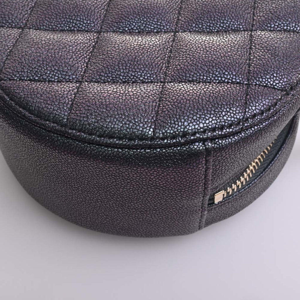 CHANEL Caviar Skin Matelasse Coco Mark Chain Shoulder Bag Metallic Women's