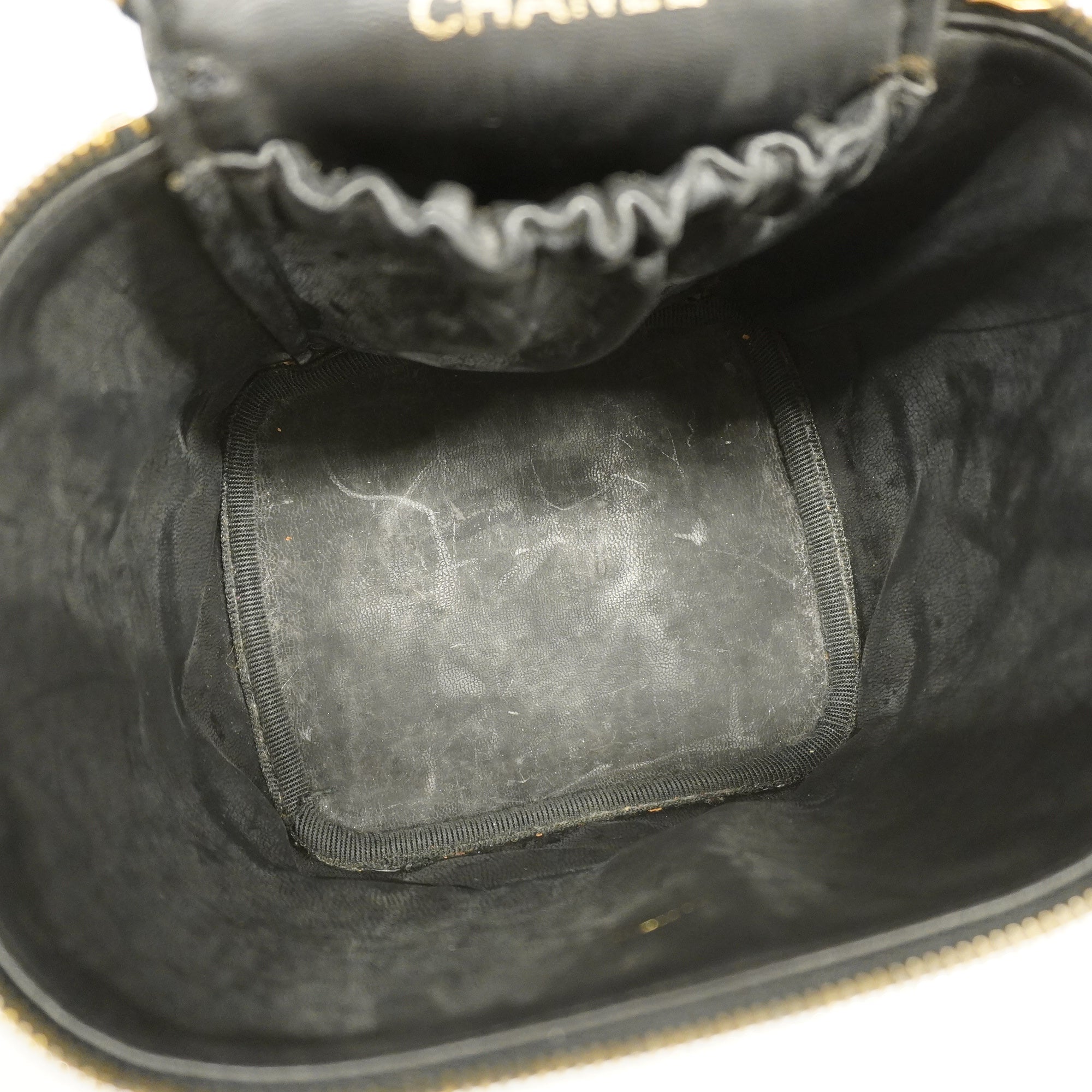CHANEL[3ca0286] Auth  Vanity Bag Bicolore Lambskin Black Gold metal
