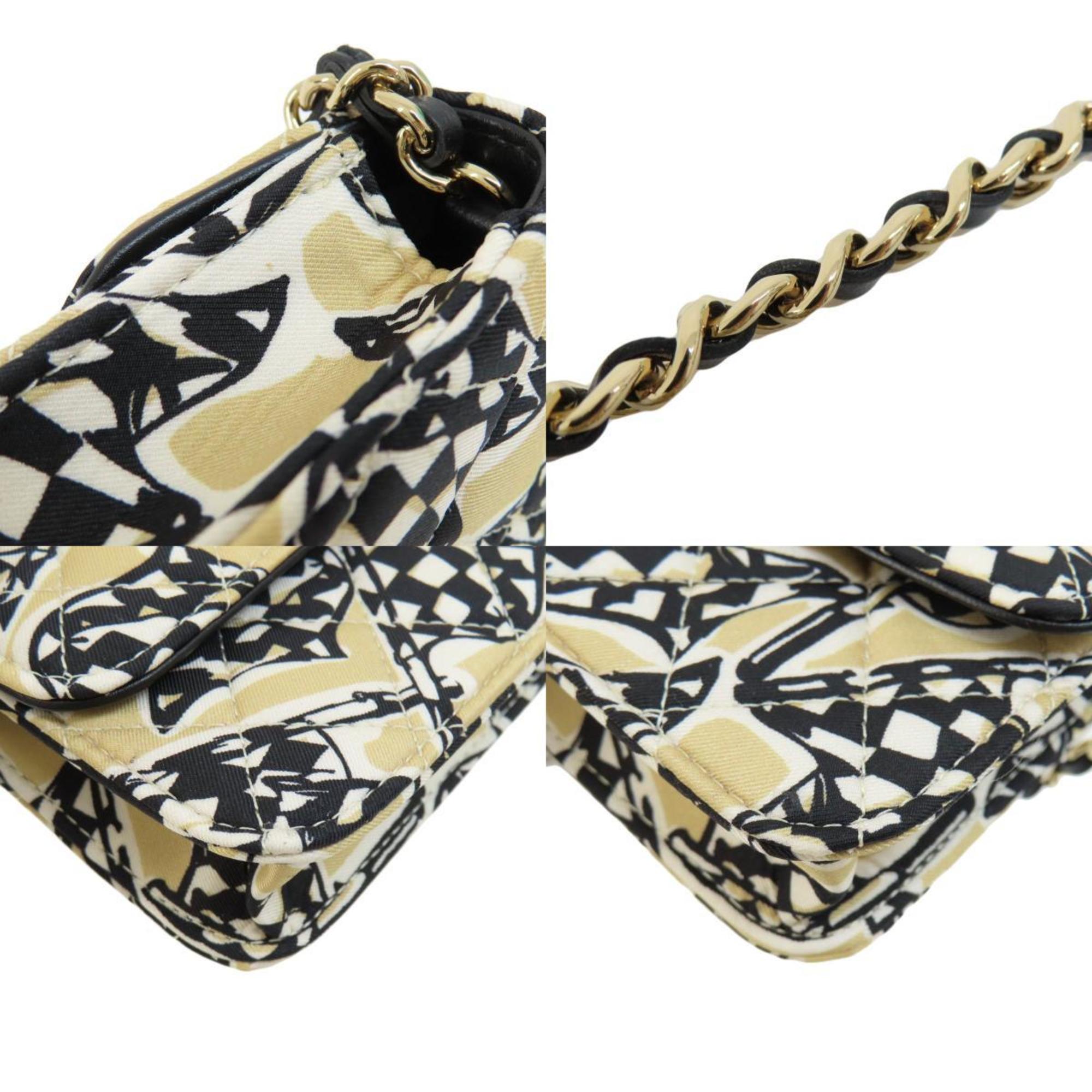 CHANEL Chain Shoulder Coco Mark Bag Cotton Women's