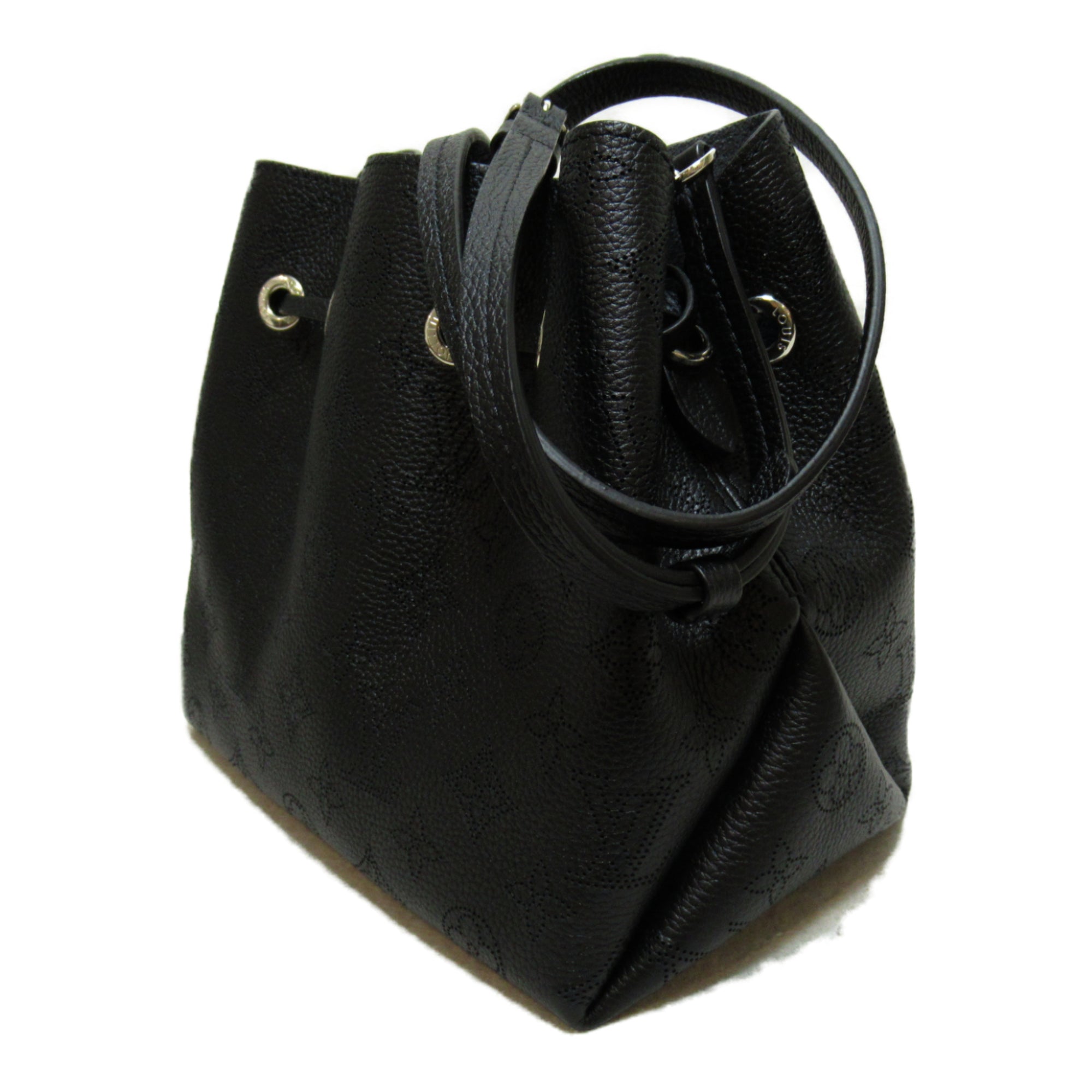 LOUIS VUITTON Bella Shoulder Bag Black Black Mahina leather M57070