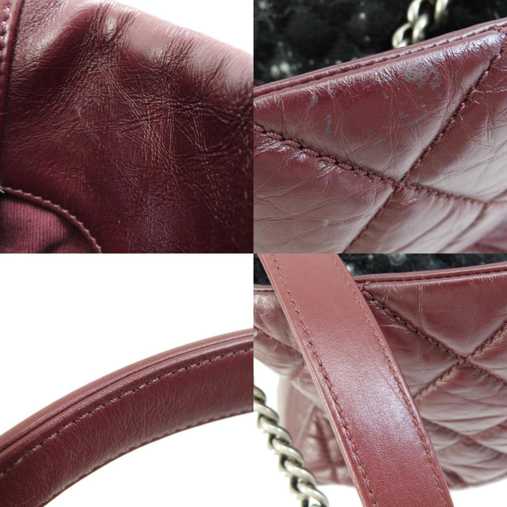 CHANEL Matelasse Coco Mark Handbag Calf/Tweed Women's