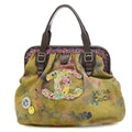 CHANEL Embroidery Graffiti Clasp Handbag Khaki A92791