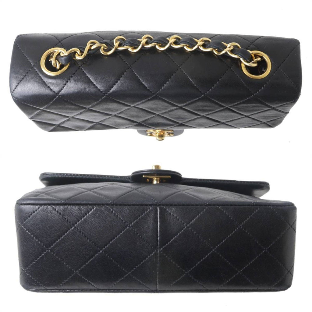 CHANEL Matelasse 20 Chain Shoulder Bag 7 Digits Circa 1990 Lambskin Black x Gold NT