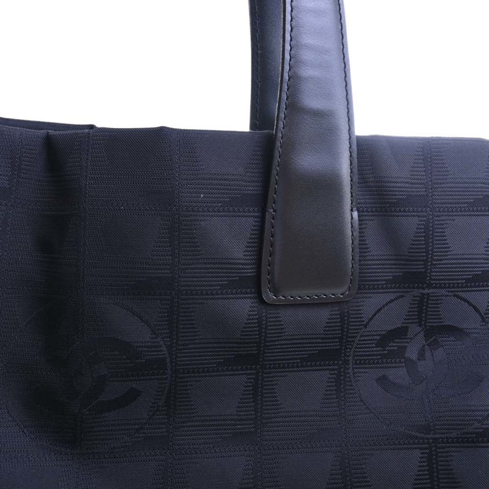 CHANEL Nylon New Line MM Tote Bag Black Ladies
