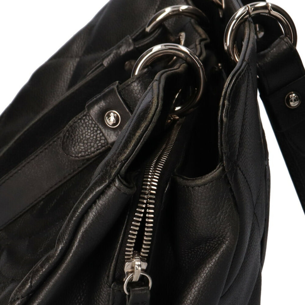 CHANEL matelasse handbag caviar skin black ladies