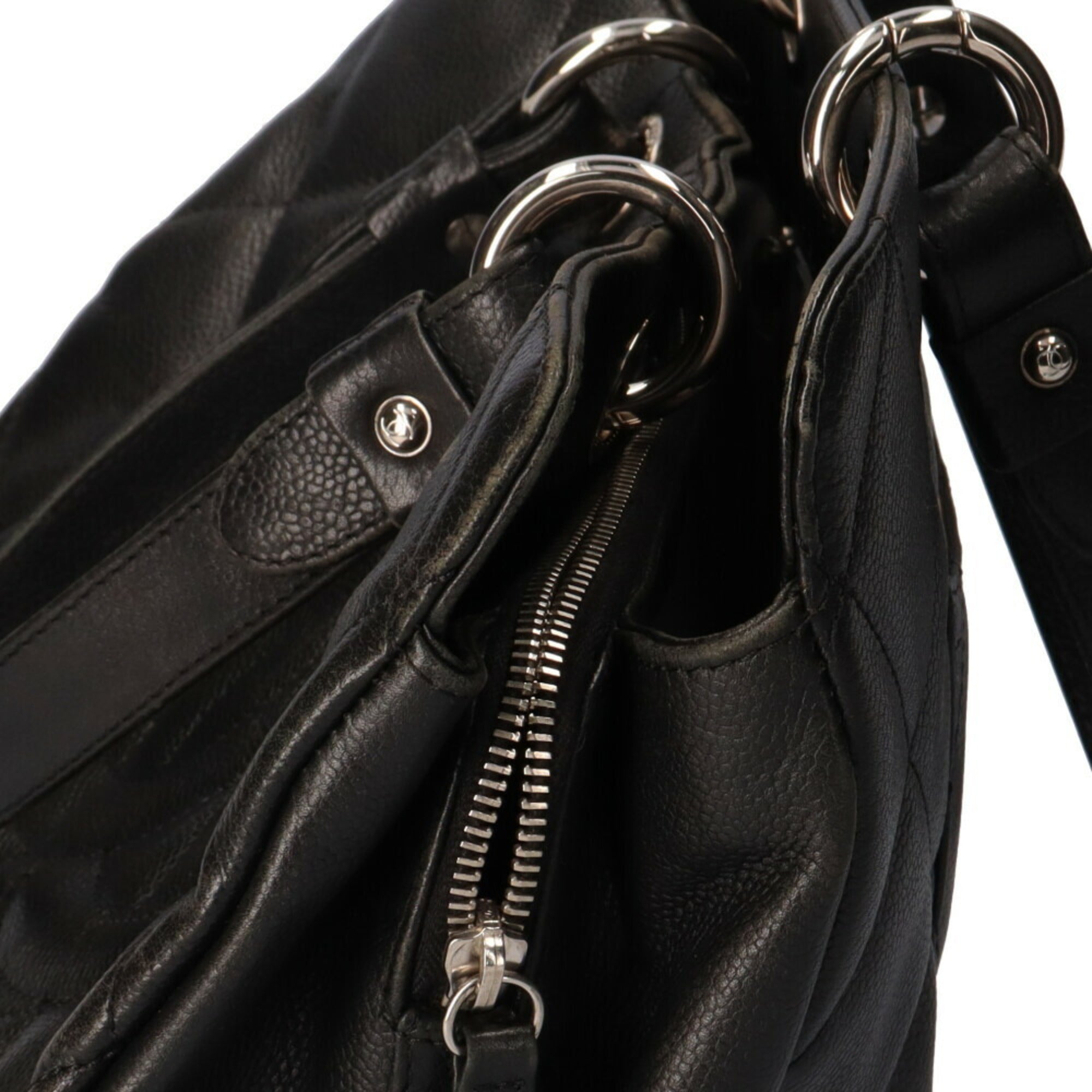 CHANEL matelasse handbag caviar skin black ladies