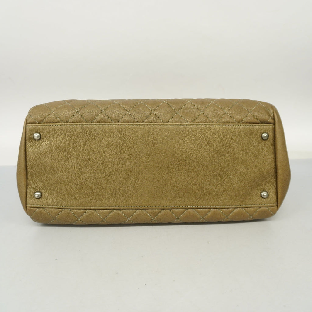 CHANELAuth  Matelasse Chain Shoulder Women's Leather Shoulder Bag Khaki