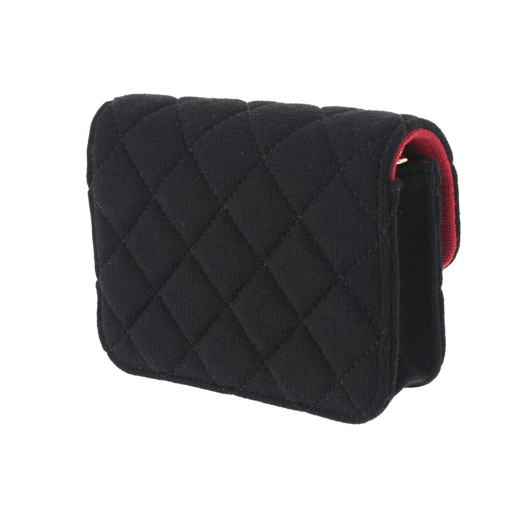 CHANEL Matelasse Chain Pouch Black Women's Jersey