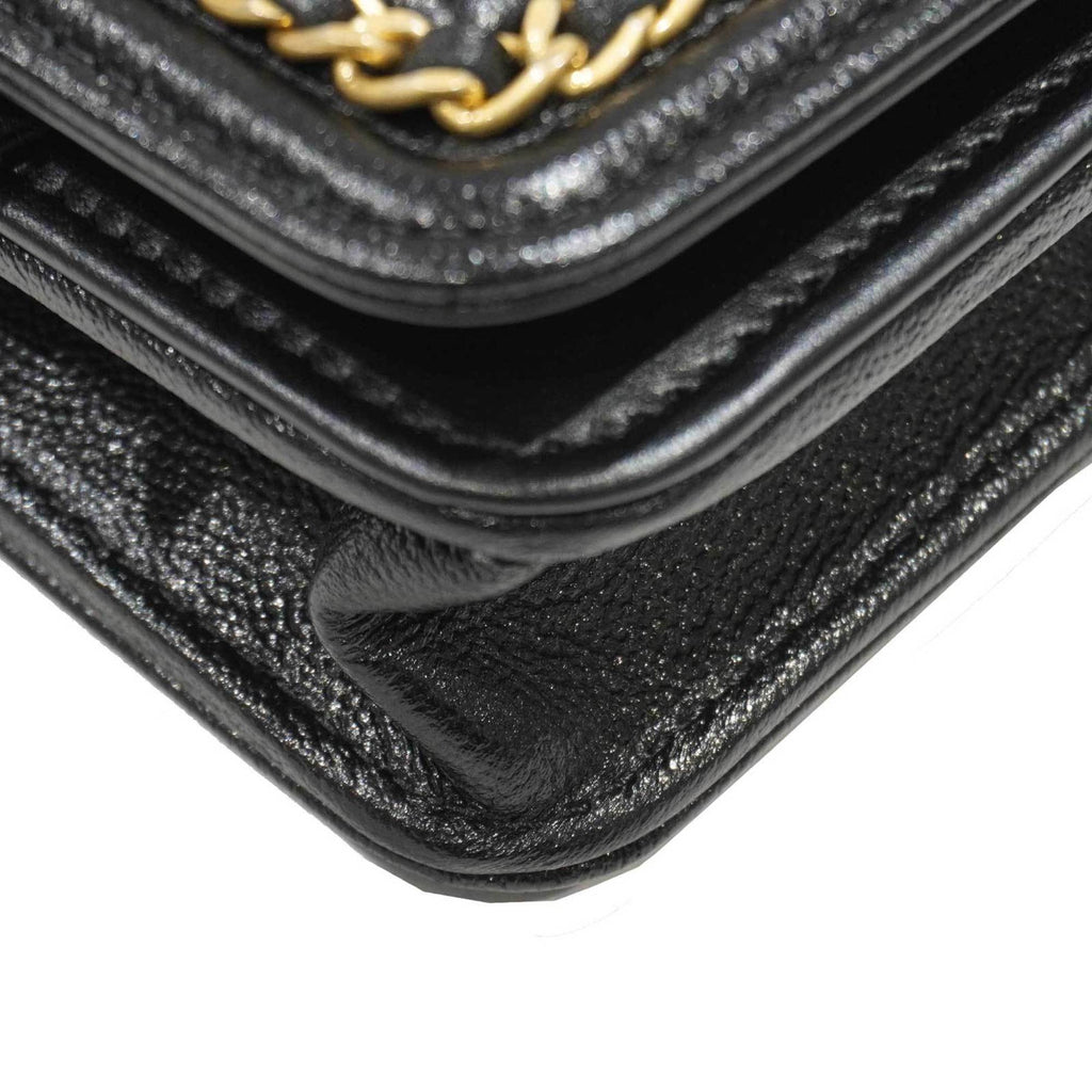 CHANEL [] 19 Chain Shoulder Bag Black/G Metal Fittings Caviar Skin Women's Men's