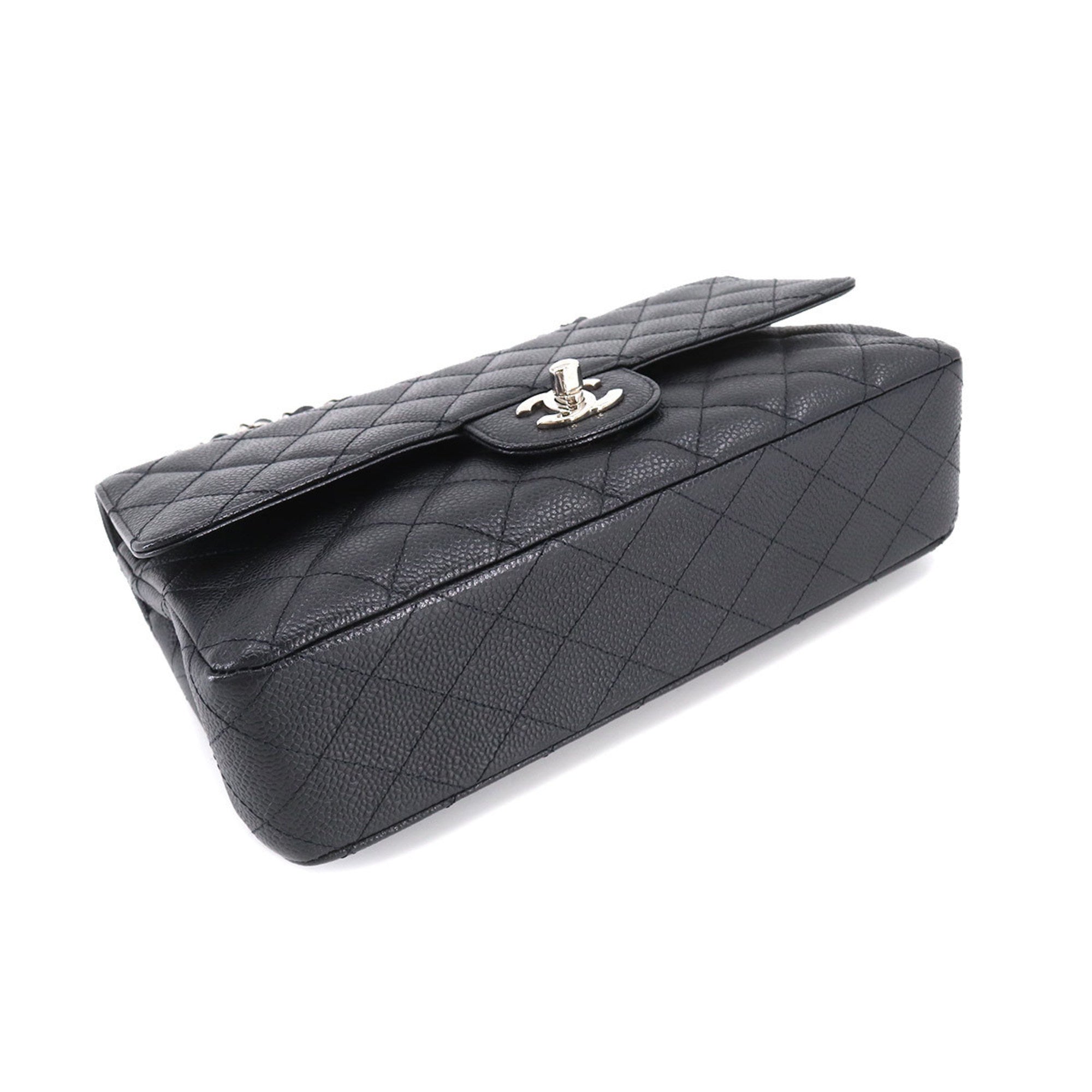 CHANEL Matelasse 25 Chain Shoulder Bag Caviar Skin Black A01112 Silver Hardware Coco Mark