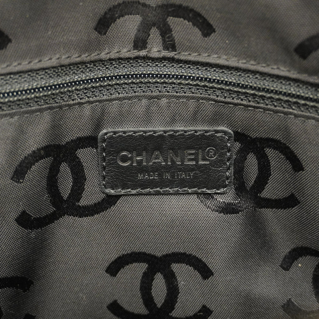 CHANELAuth  Chocolate Bar Handbag Women's Cotton,Leather Black,Khaki
