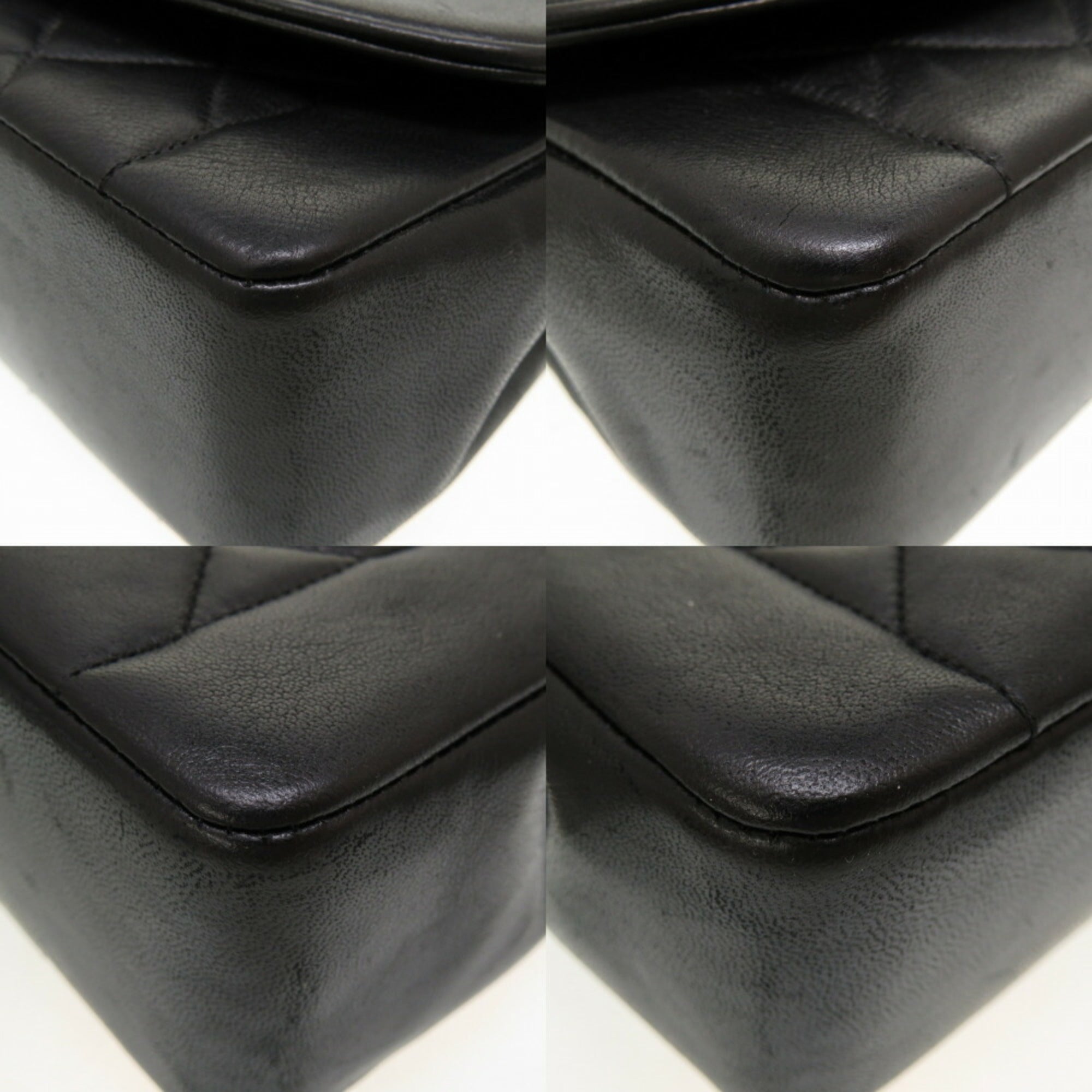 CHANEL Diana Matelasse 25 Lambskin Black Gold Chain Shoulder Bag Coco Mark