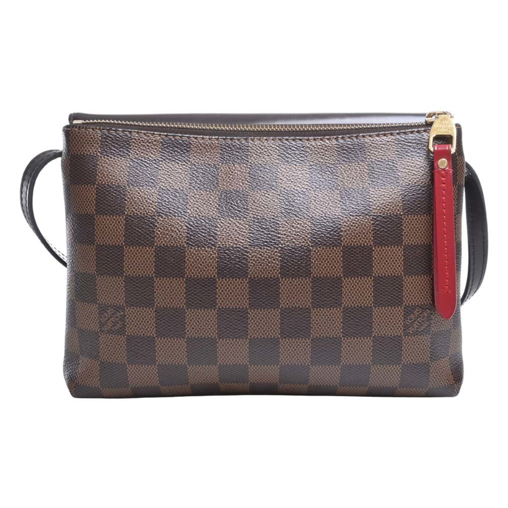 LOUIS VUITTON Damier Twice Shoulder Bag N48259 Brown/Red Ladies