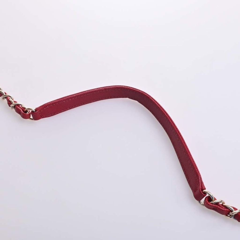 CHANEL Caviar Skin Matelasse Affinity Coco Mark Chain Shoulder Bag Red Ladies