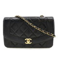 CHANEL Chain Shoulder Bag Coco Mark Diana Matelasse Lambskin Black Ladies