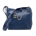 CHANEL Chain Shoulder Bag Leather Navy Pouch