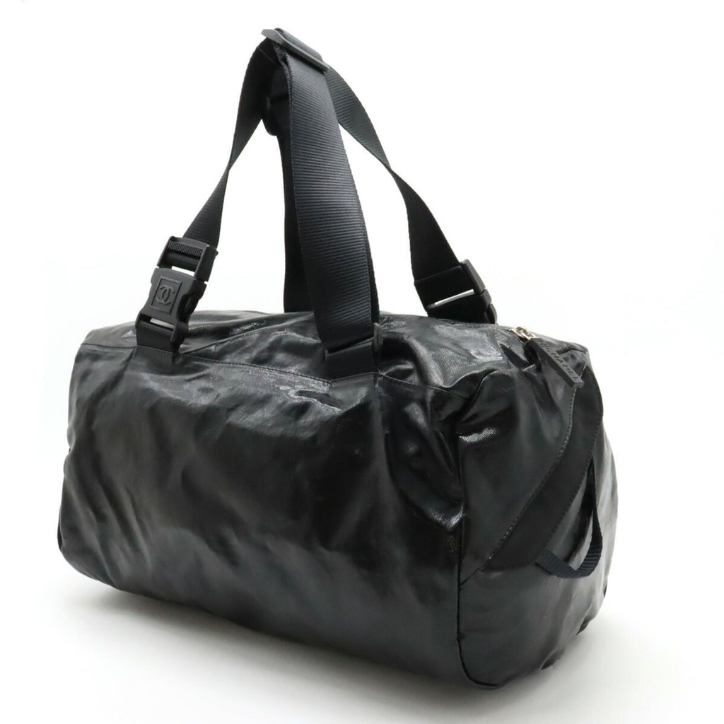 CHANEL Sports Line Coco Mark Shoulder Bag Boston Coated Canvas Black A35980