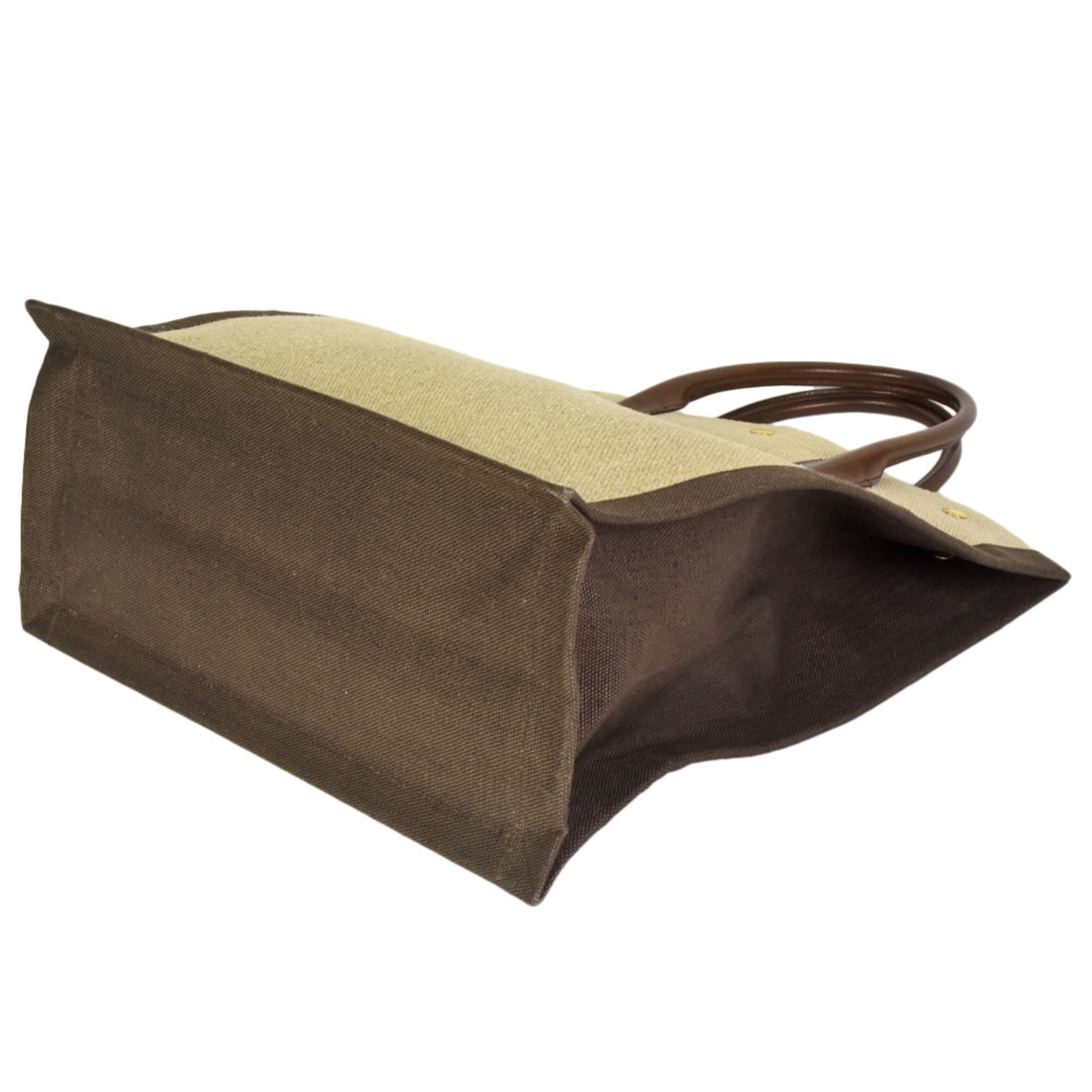 YVES SAINT LAURENT Saint Laurent Paris SAINT LAURENT Rive Gaucher Tote Bag Beige Brown Canvas Leather 631682