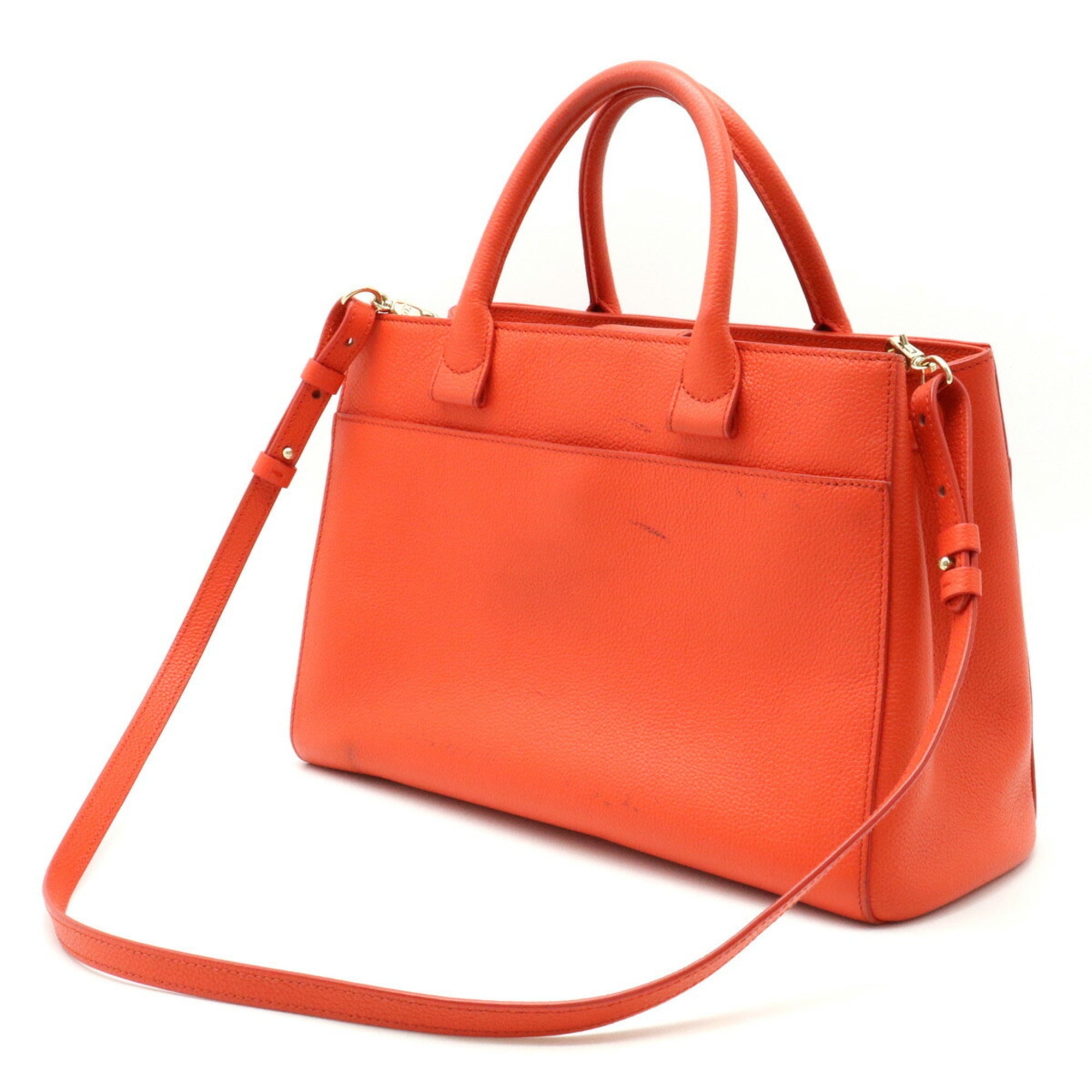 CHANEL Neo Executive Line Coco Mark Handbag Shoulder Bag Caviar Skin Leather Orange A69930