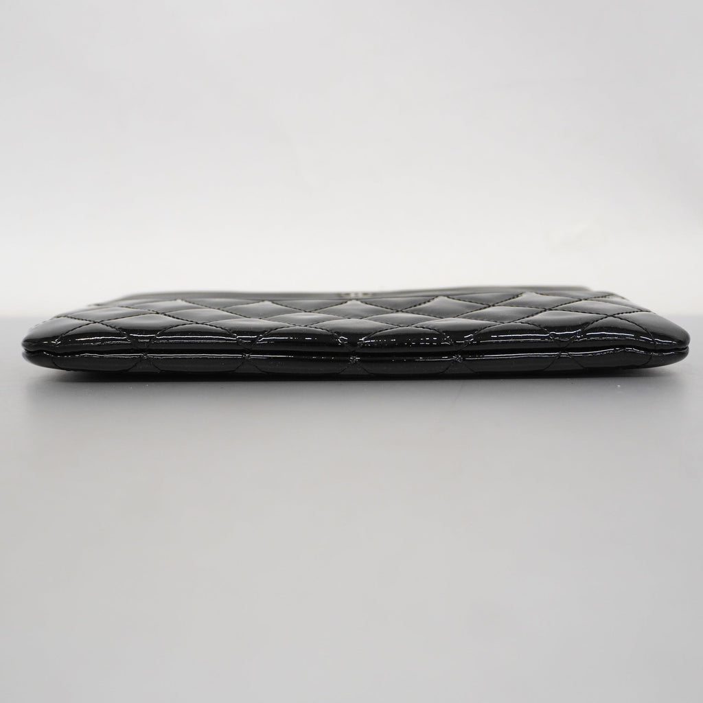 CHANELAuth  Matelasse Women's Leather,Patent Leather Clutch Bag Black