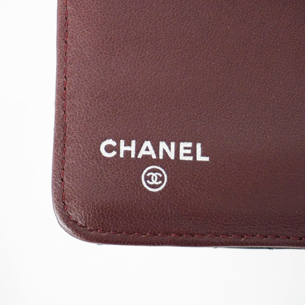 CHANELAuth  Matelasse Silver Metal Fittings Women's Lambskin Long Wallet Black