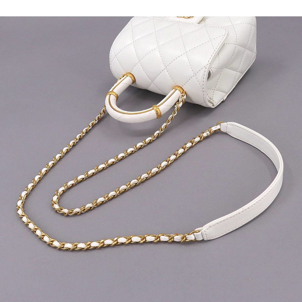 CHANEL Matelasse 2way Hand Chain Shoulder Bag Leather White AS4035 Gold Hardware