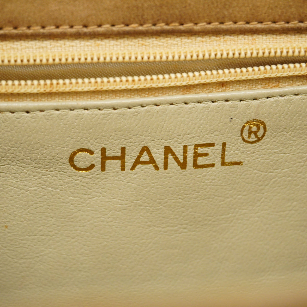 CHANELAuth  Matelasse Single Chain Women's Leather Shoulder Bag Beige