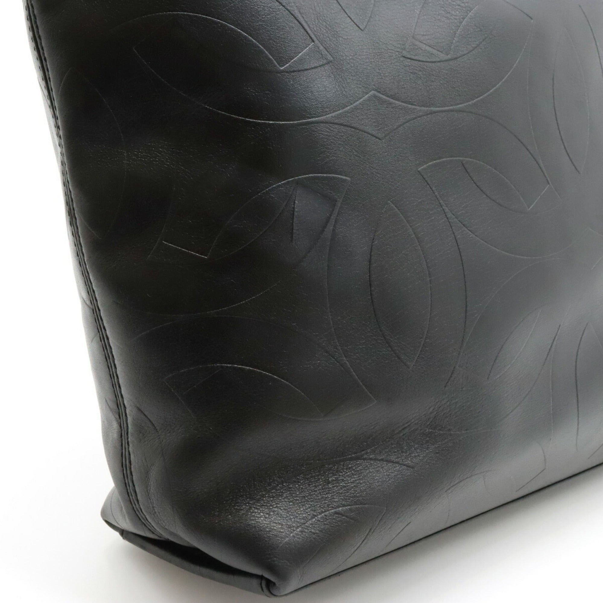 CHANEL Cocomark Tote Bag Shoulder Leather Black