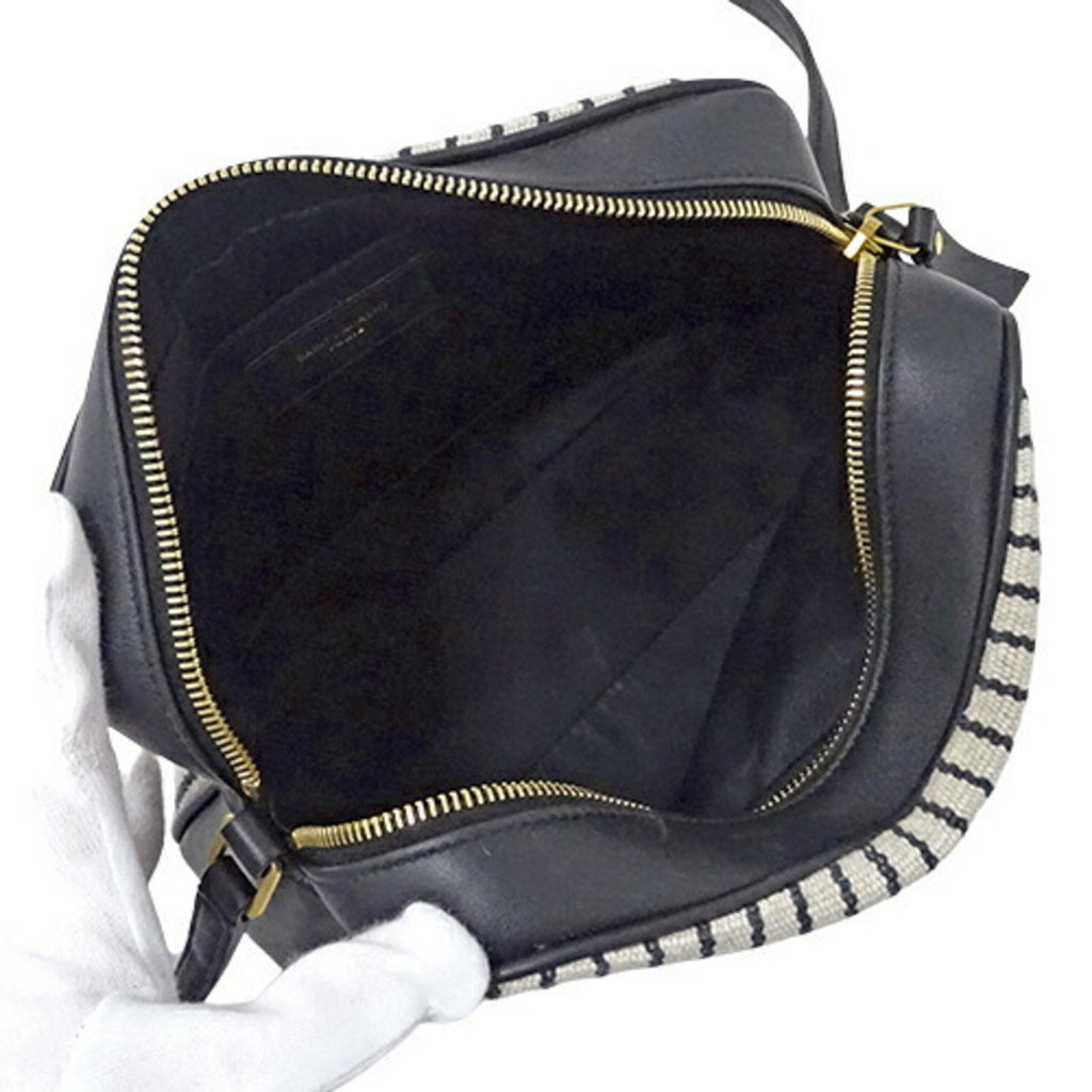SAINT LAURENT Bag Ladies Shoulder Canvas Leather Lou Camera Black White 612542