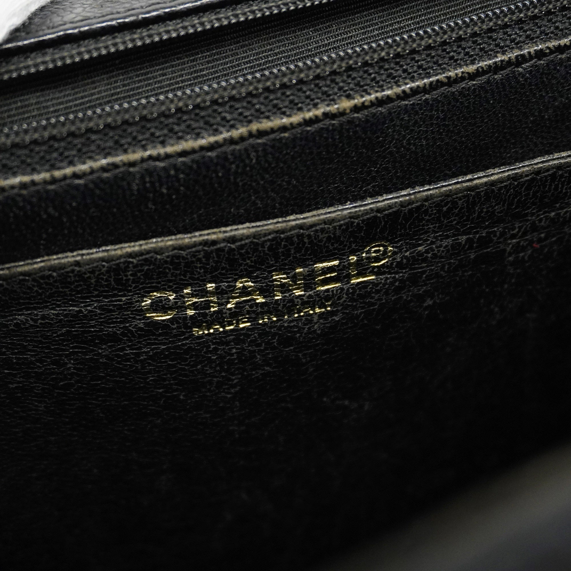 CHANEL  Matelasse Handbag Women's Caviar Leather Black
