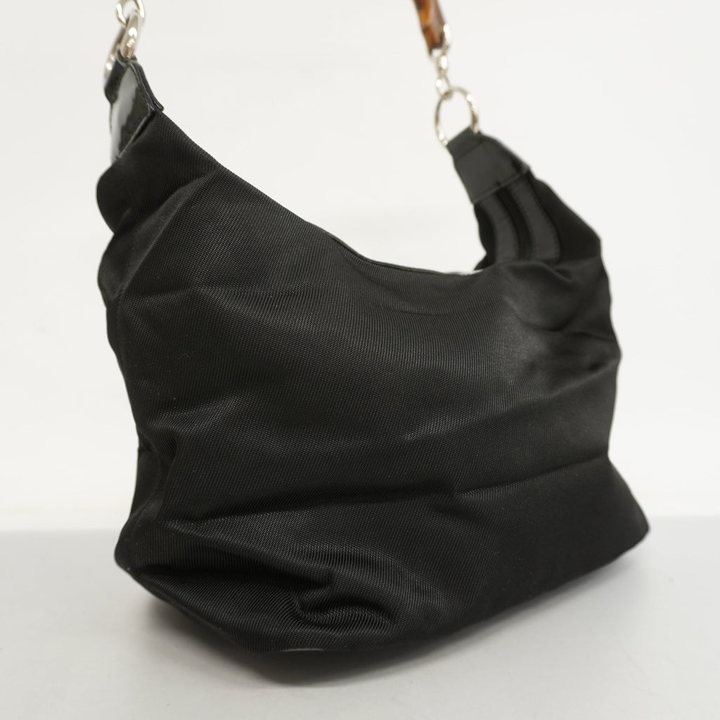 GUCCI  Bamboo Shoulder Bag 000 1998 0531 Women's Nylon Shoulder Bag Black