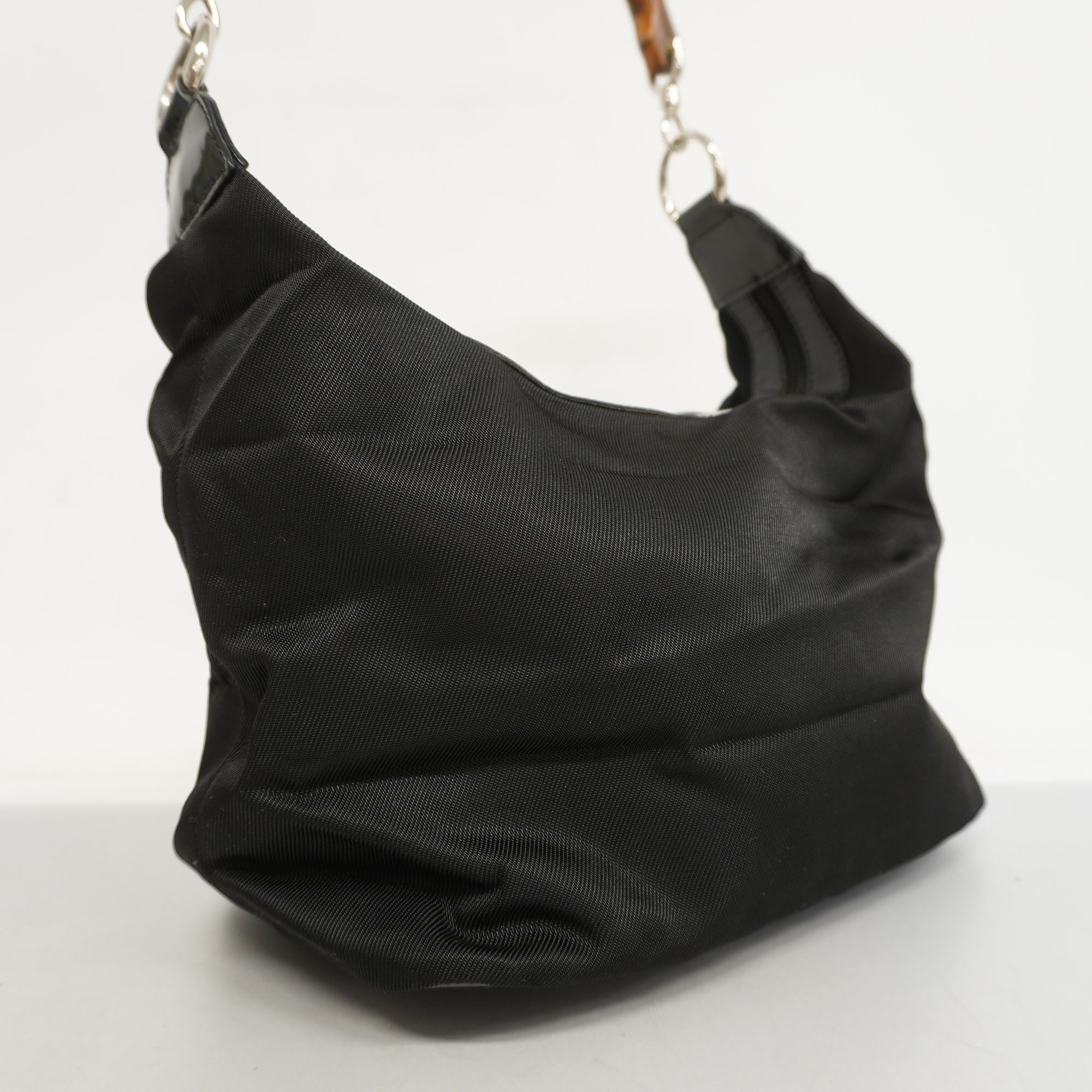GUCCI  Bamboo Shoulder Bag 000 1998 0531 Women's Nylon Shoulder Bag Black