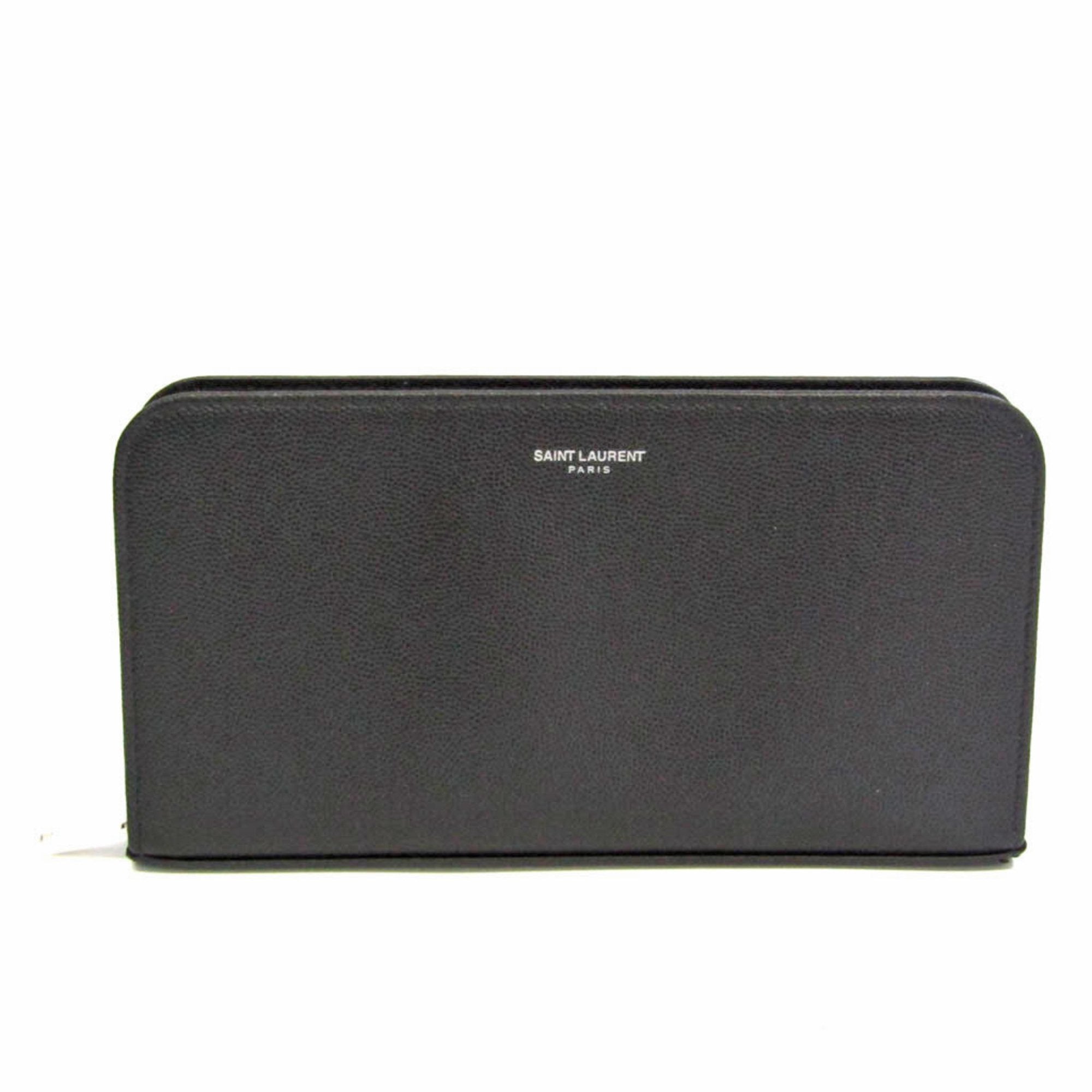 SAINT LAURENT Women,Men Leather Long Wallet [bi-fold] Black