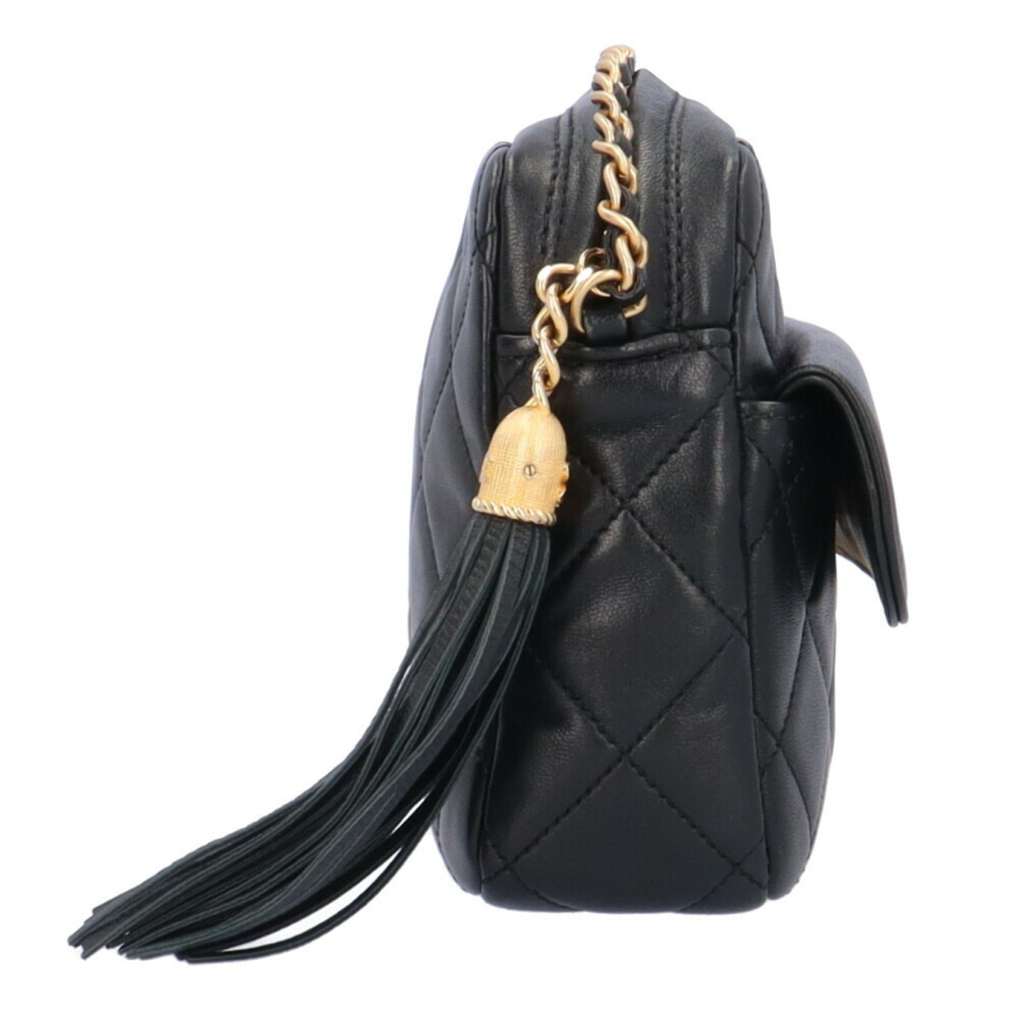 CHANEL Chain Shoulder Bag Lambskin Black Women's