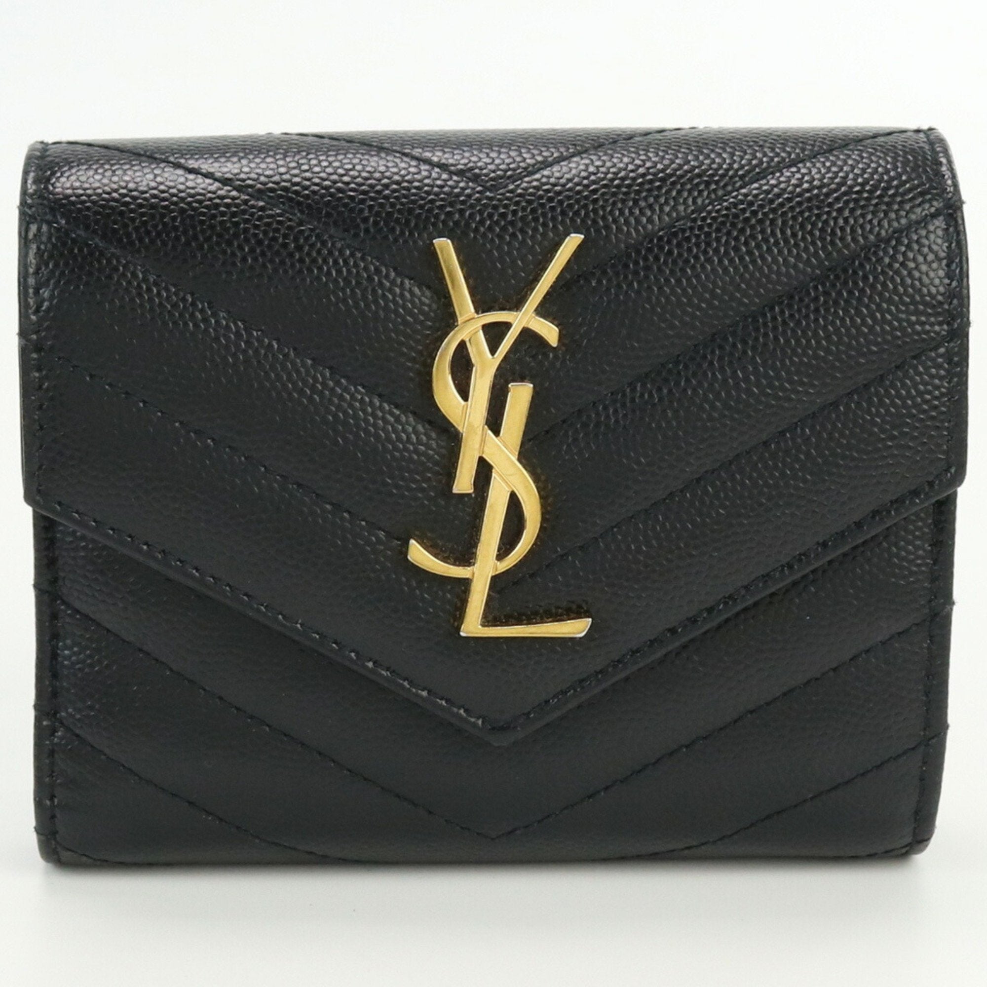 SAINT LAURENT Threefold 403943 BOW01 1000 Three fold wallet with coin purse Leather Ladies