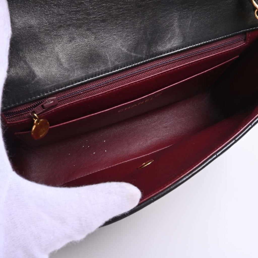CHANEL Lambskin Mademoiselle Coco Mark Chain Shoulder Bag Black Ladies