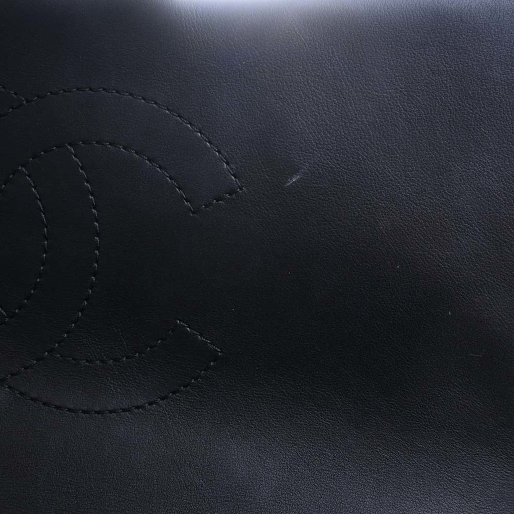 CHANEL Leather Matelasse Coco Mark Chain Shoulder Bag Black Ladies