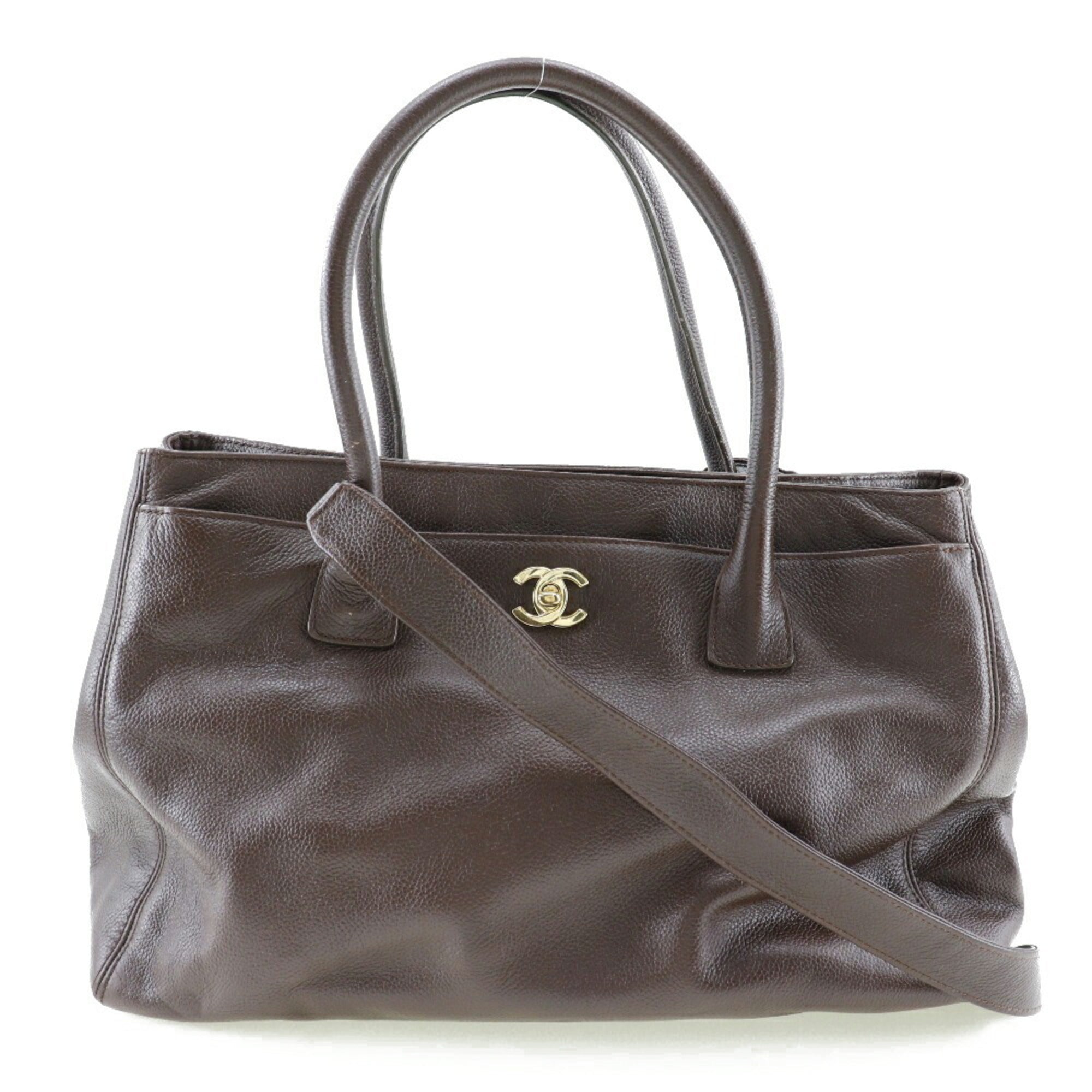 CHANEL Executive Tote Bag 2WAY Shoulder A15206 Matte Caviar Skin Italian Brown Crossbody Handbag 2way Magnetic Type Ladies