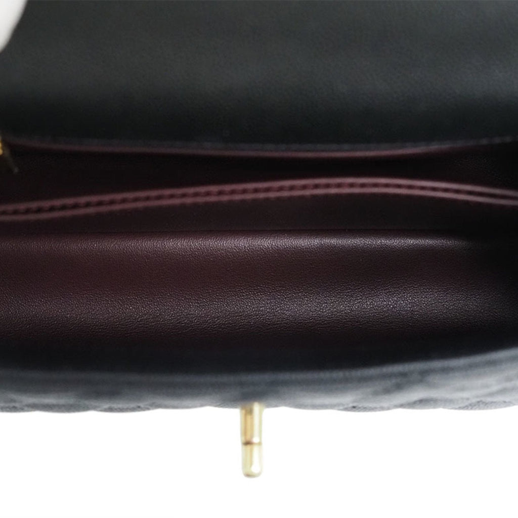 CHANEL Coco Handle Handbag Black A92990 Caviar Skin Women's